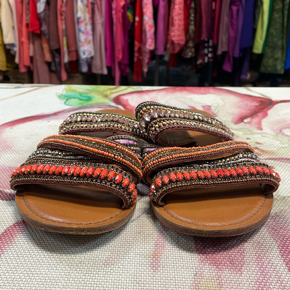 Jasper & Jeera Beaded Flat Sandals size 37